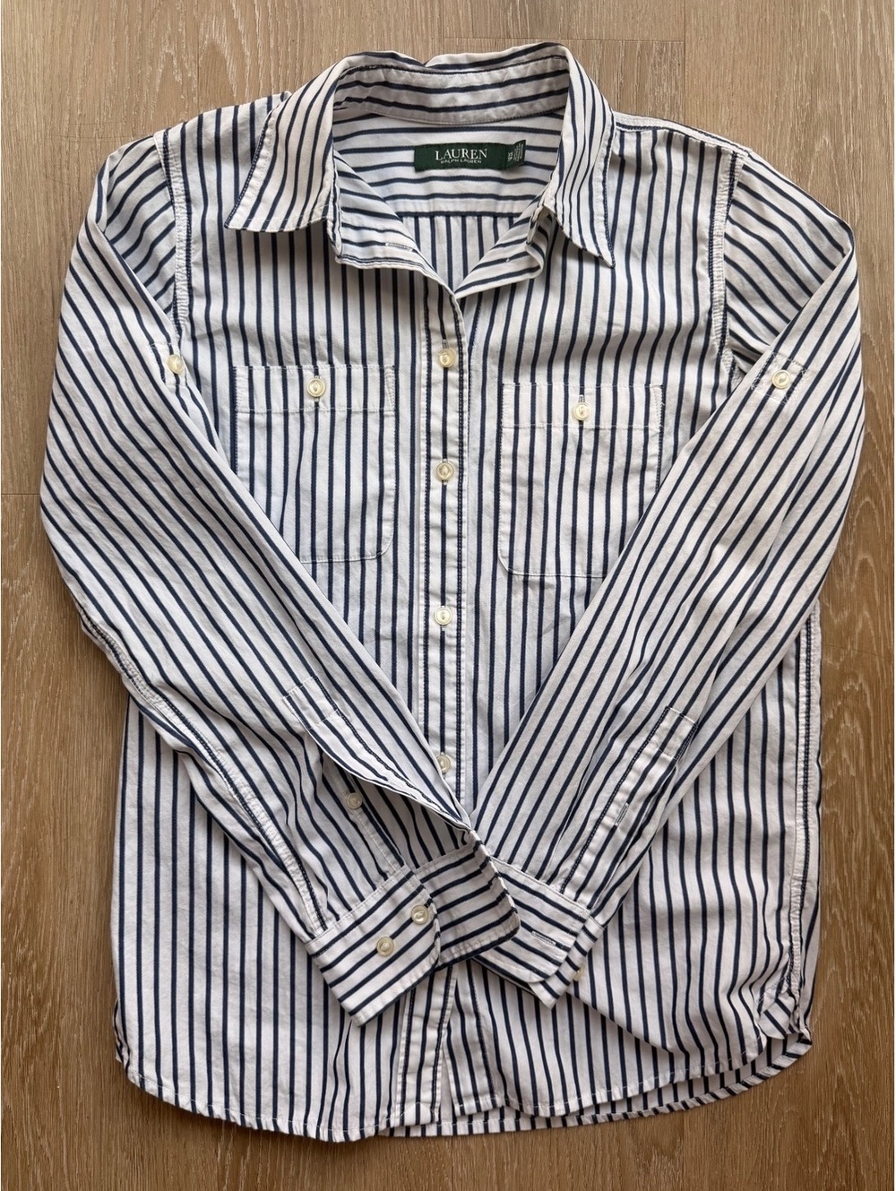 Ralph Lauren Women's Striped Button-Down Shirt XS - Picture 2 of 4